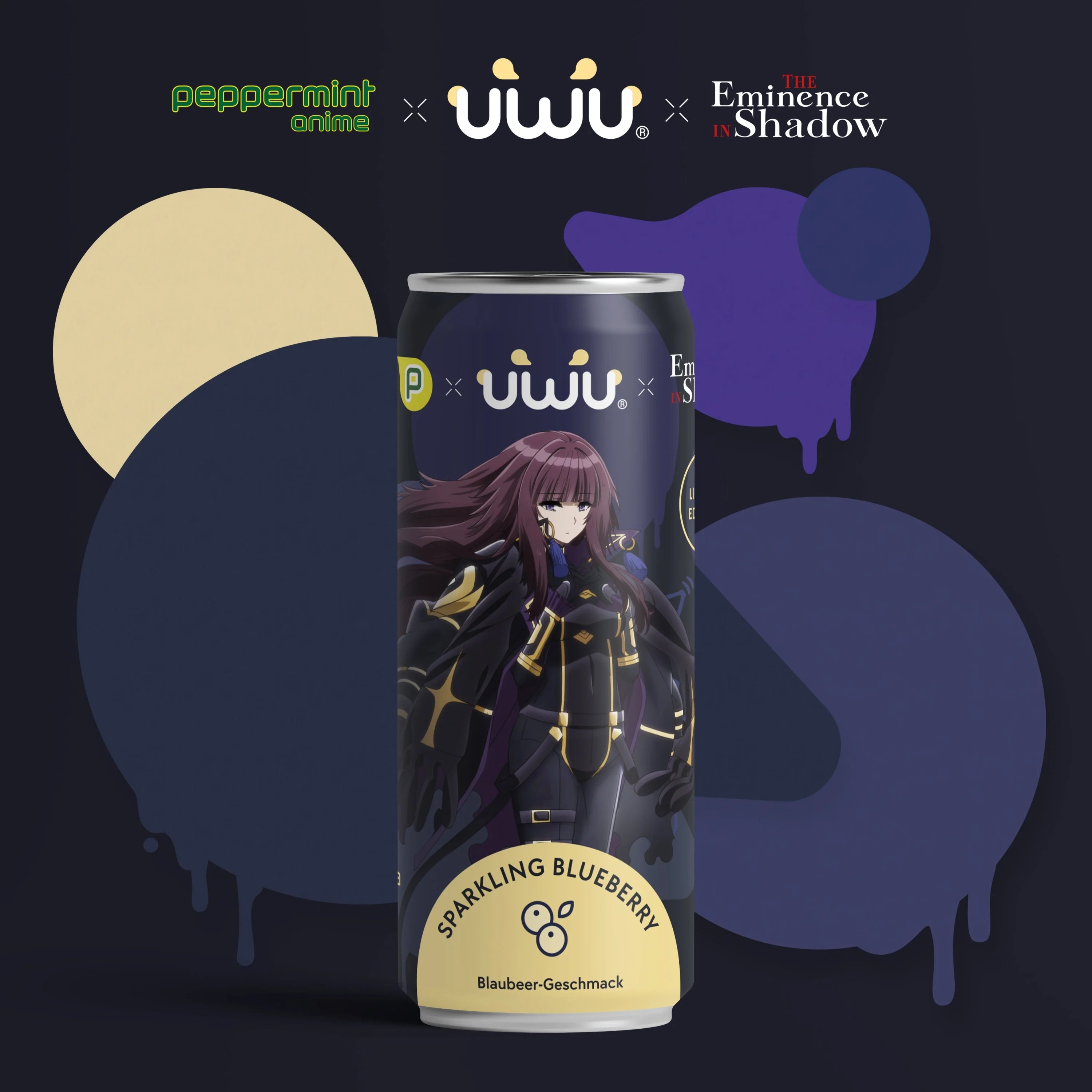 UWU x [The Eminence in Shadow] - Erfrischungsgetränk - Sparkling Blueberry - 12er Tray - Pack B