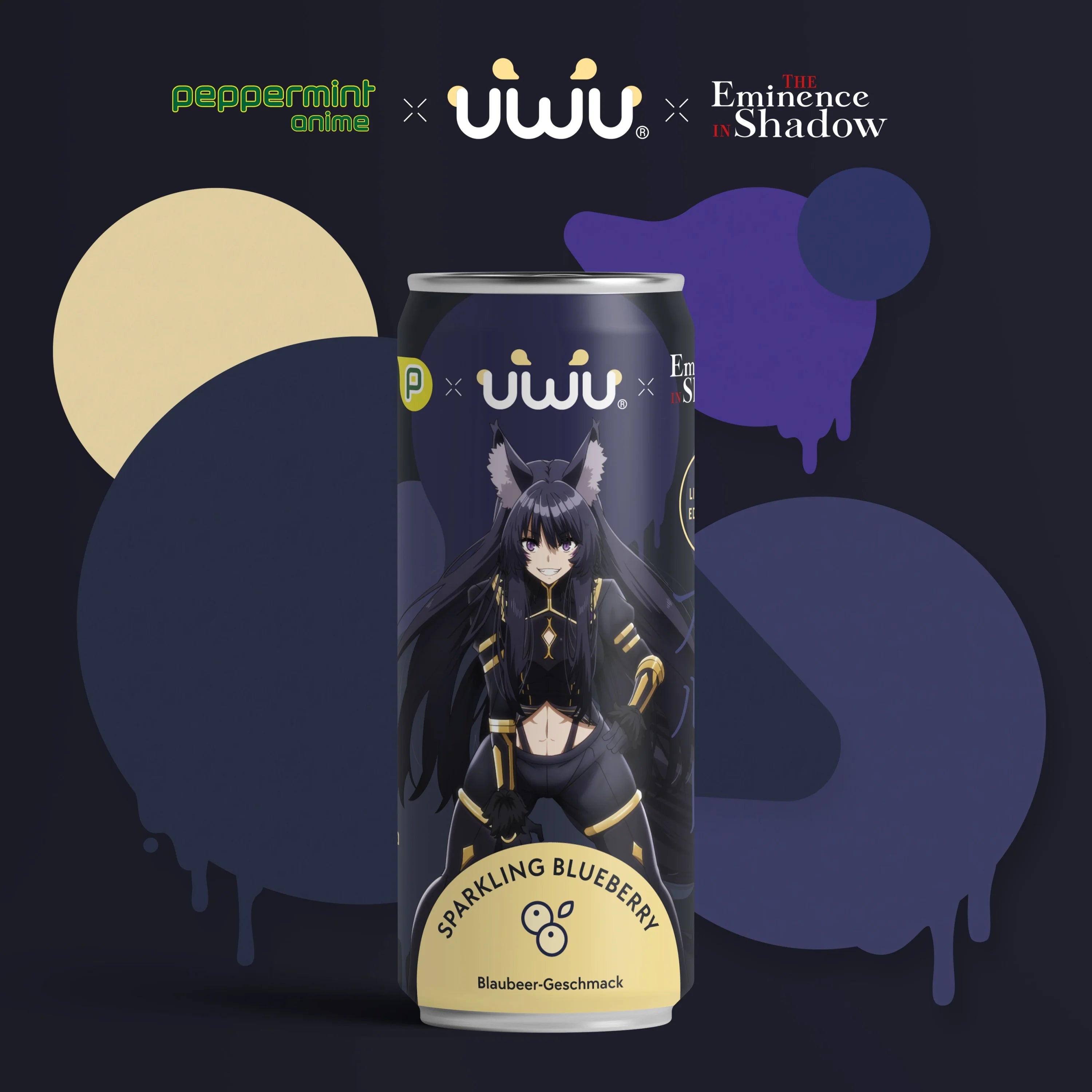 UWU x [The Eminence in Shadow] - Erfrischungsgetränk - Sparkling Blueberry - 12er Tray - Pack B