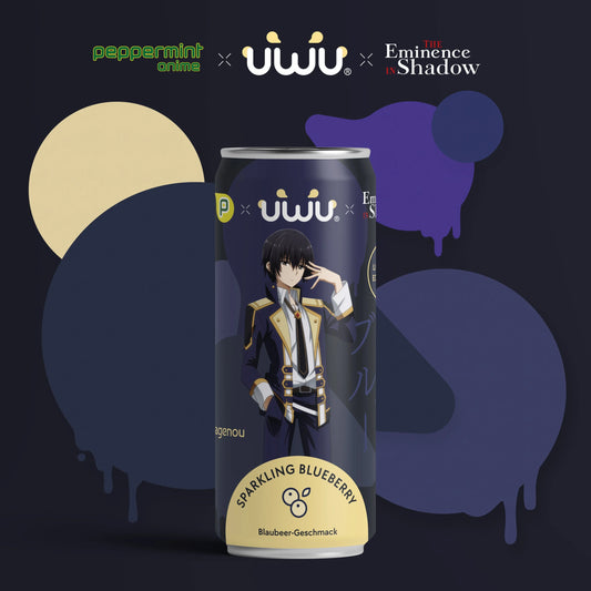 UWU x [The Eminence in Shadow] - Erfrischungsgetränk - Sparkling Blueberry - 12er Tray - Pack A