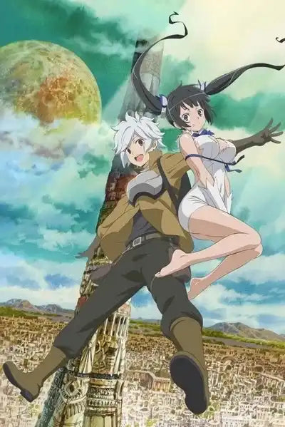 Weißes und schwarzes Anime-Charakter mit Hörnern, brauner Jacke, blauen Hosen und Stiefeln.