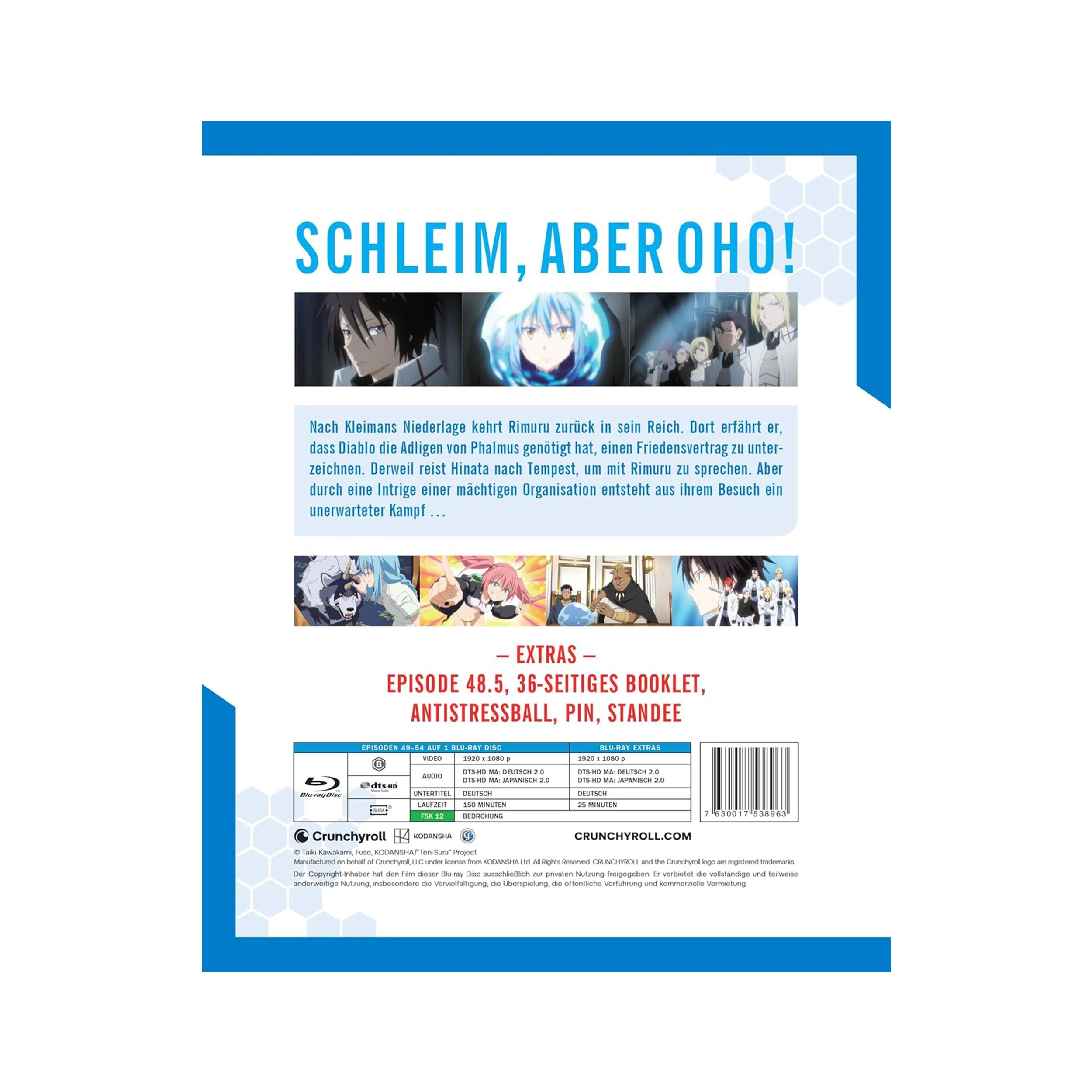 Blauer Anime-Charakter auf Blu-ray Cover mit weißem Text und Design für Meine Wiedergeburt als Schleim Staffel 3 Vol. 1 Limited Edition